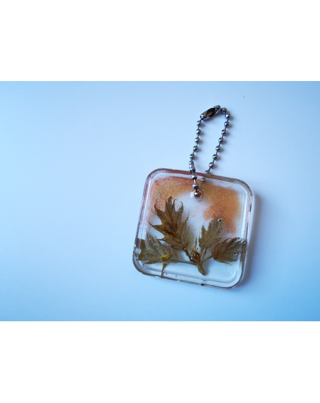 Ice flowers series I keychain, Maples leaves, autumn tones