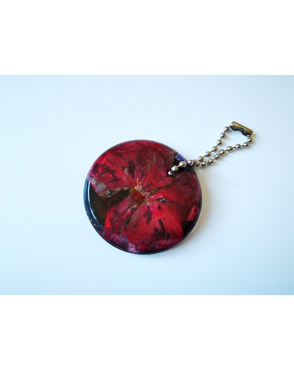 Galaxy flower keychain series I dried red geranium