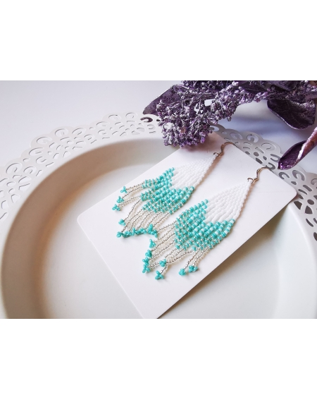 Seed beads Frozen turquoise earrings