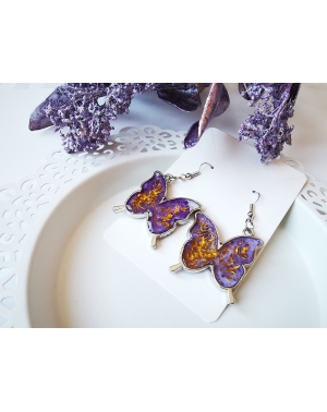 Magic butterflies earrings I framed, double-sided