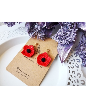 Summer flowers series I Poppies polymer clay earrings