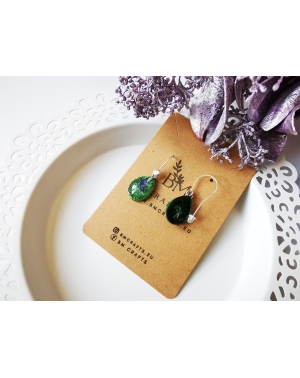 Resin dried flower earrings I Emerald spring series