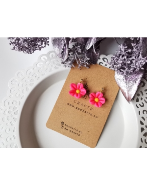 Polymer clay flower series I Pink Dahlia earrings